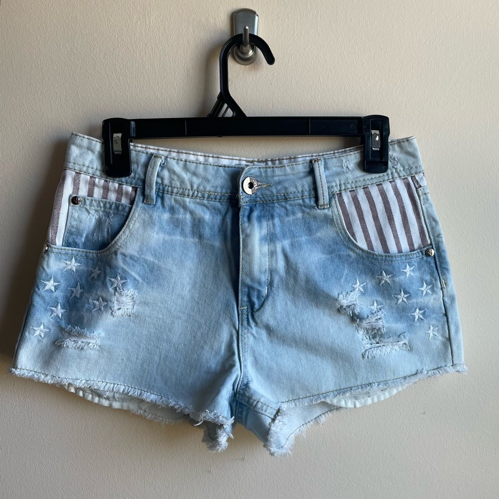 YMI Light Blue Denim American Flag Shorts 🇺🇸